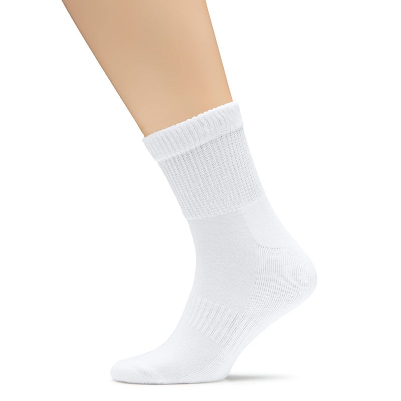 Hugh Ugoli Men's Cotton Diabetic Ankle Socks, Wide, Loose and Stretchy, Seamless Toe & Non Binding Top, Semi Cushion, 3 Pairs, White, Shoe Size: 8-11 - Image 5